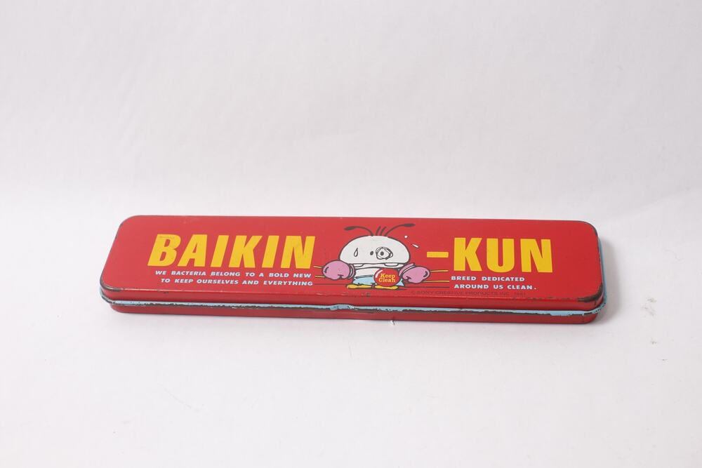 1981 Baikin-kun Red Tin Pencil Case by Sony Creative Products ~ 260826-WH 1252
